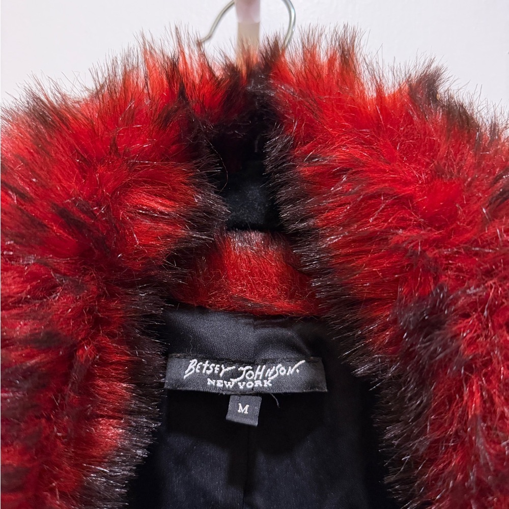 Vintage Betsey Johnson Penny Lane Jacket with Red Faux Fur Accent - Picture 2 of 5